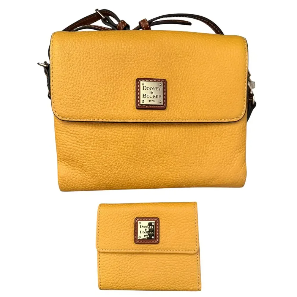Dooney & Bourke Yellow All Weather Leather Crossbody & Matching Wallet